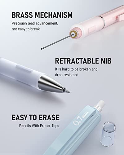Nicpro 6PCS Pastel Mechanical Pencil Set, Cute Pencils 0.5 & 0.7 & 0.9 mm - style: 6 Pack (0.5mm+0.7mm+0.9mm)