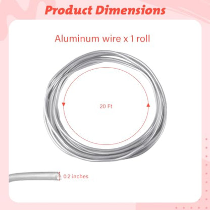 5 Gauge Aluminum Wire 20 Feet, 5mm Craft Wire for Sculpting, Metal Wire Armature Bendable Armature Wire for DIY Jewelry Making, Beading Floral, Gardening
