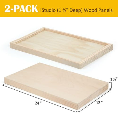 Falling in Art 2 Pack 12x24'' Unfinished Birch Wood Panels for Painting - size: 12*24 2 Pack