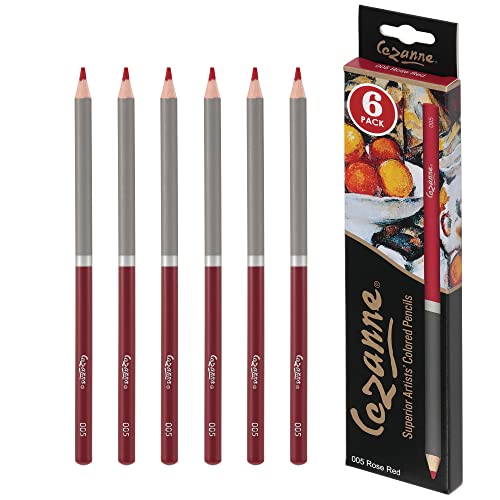 Cezanne Creative Mark Premium Colored Pencils, Rose Red, 2 Packs (12 Count) Highly Pigmented Artist Set, Smooth Sketching Coloring Highlighting Blending, Soft 3.3Mm Wax-Based - color: Rose Red, size: 6 Count (Pack of 2)