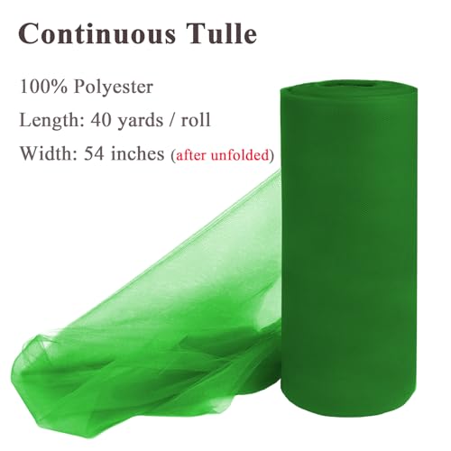 Classic Green Tulle Fabric Roll 54 Inch x 40 Yards Tulle Ribbon - color: Classic Green, size: 54 Inch X 40 Yards