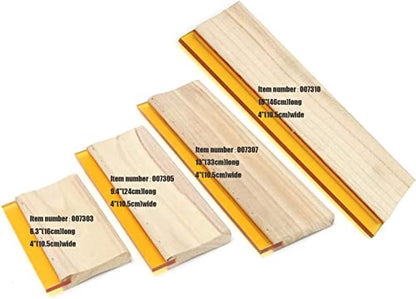 INTBUYING Screen Printing Squeegee Ink Squeegee Wooden Oil Scraper 75 Durometer 6.3inches Long 4 inches Wide with Rubber Blade and Wooden Handle - size: 6.3 inches long