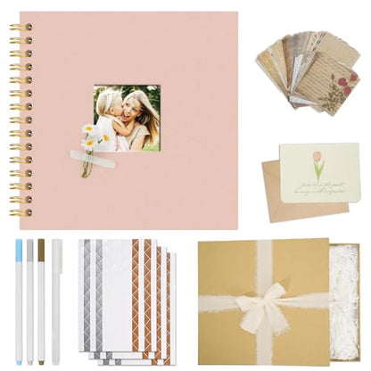 Vienrose Scrapbook Album Gift Set, 8x8 Inch, 40 White Pages, Pink - color: Pink, size: 8x8Inch 20Sheets 40Pages