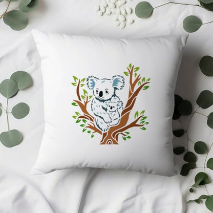 Koala Sitting on a Tree Stencil for Painting 11.8 x 11.8 Inch Reusable Plastic Koala Stencil for Painting on Wall Wood Furniture Fabric Canvas, DIY Craft Stencil - style: Koala
