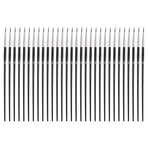 MECCANIXITY 30Pcs Fine Pointed Miniature Paint Brushes, Small Detail Paint Brush for Acrylic Watercolor Oil Model Painting Crafts Rock Painting and DIY Art(Black #00) - color: Black, size: #00