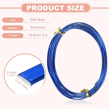 uxcell 18 Gauge Flat Aluminum Wire, 16.40 ft 3mm Wide Aluminum Crafts Wire for Flower Bonsai Crafts Carving DIY Bezel Sculpting Gem Metal Wrap, Dark Blue - color: Dark Blue, size: 3mm