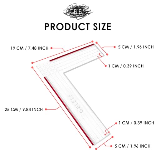 Paper Positioning Tool - Gel Plate Printing Placement Tool Paper Alignment Layering for Gel Printing Printmaking Card Making Supplies, L Square Ruler (Red, Large: 19 x 25 cm(7.5 x 10 in)) - size: Large: 7.5 x 10 in