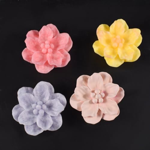 3D Flower Silicone Candle Molds Lotus/Rose/Iris/Camellia Flower Soap Plaster Resin Casting Mold Fondant Chocolate Cake Baking Tools (Camellia)
