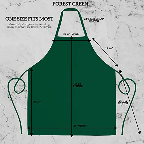 GREEN LIFESTYLE 12 Pack Professional Chef Apron – Grilling Aprons for Men, Waterproof Cooking Aprons for BBQ, Work or Restaurant Use, Kitchen Aprons for Women – Green, No Pockets - color: Green