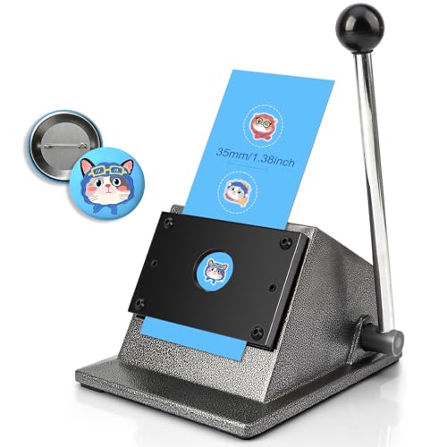 1.38" 35mm Circle Punch, 1 inch 25mm Button Paper Cutter, Round Die Cutter | Heavy Duty Manual Lever Hole Punch Circle Cutter for Paper, Thin Alu Mag Sheets Cutting, Badge Making, Scrapbooking Cardstock - size: Cut 35mm/1.38" Dia., for 1"/25mm Buttons