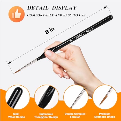 Miniature Brushes, Aoartix 15 Pcs Dry Detail Paint Brush, Triangular Handle | Small Brushes for Acrylic, Watercolor, Face, Figurine, Oil, Models & Craft Painting Supplies, Paint by Numbers Kit for Adults - color: Black