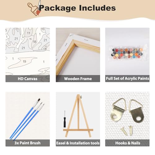EOBROMD Framed Paint by Numbers Kits for Adults - Wooden Easel, Tree of Life DIY Acrylic Paint by Number on Stretched Canvas, Painting Kits Adults Oil by Numbers for Home Decor 10x14 Inch - color: LG029