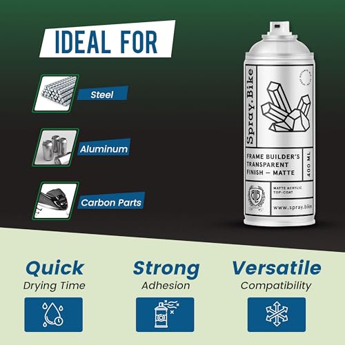 Spray.Bike Frame Builder's Transparent Finish - Clear Matte | Protective Matte Clear Spray Paint for Steel, Aluminum & Carbon | Acrylic Top Coat for Bike Painting | Weatherproof Finishing Coat, 400ml - color: Clear - Matte Finish