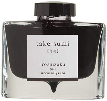 PILOT Iroshizuku Bottled Fountain Pen Ink, Take-Sumi, Bamboo Charcoal (Black) 50ml Bottle (69224)