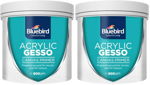 BLUEBIRD Heavy Gesso Primer for Acrylic Painting, Gesso Surface Prep Medium for Acrylic Paint and Oil Paint (White, 28.2 Oz) (Pack of 2) - color: White, size: 28.2 Ounce (Pack of 2)