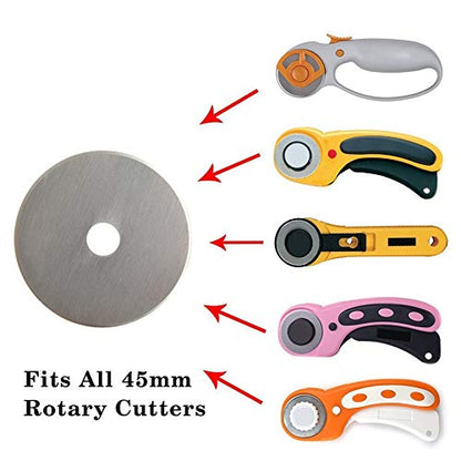 Rotary Cutter Blades 45mm 10 Pack by KISSWILL, Fits Fiskars, Olfa, Martelli, Dremel, Truecut, DAFA Rotary Cutter Replacement for Quilting Scrapbooking Sewing Arts &Crafts, Sharp and Durable - color: 45MM Round hole Blades