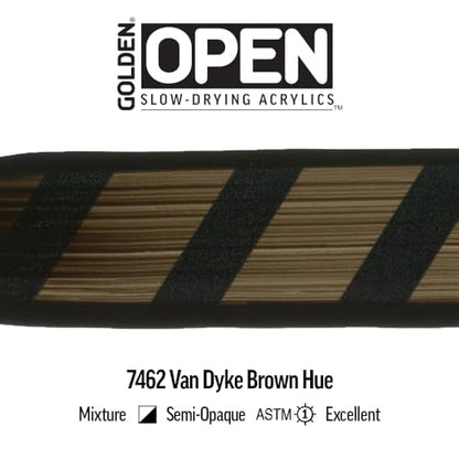 GOLDEN OPEN Slow-Drying Acrylics, Van Dyke Brown Hue, 5 fl. oz. Tube - color: Van Dyke Brown Hue, size: 5 Fl Oz (Pack of 1)