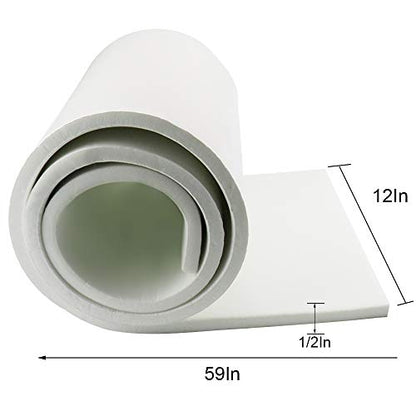 DGSL Foam Insulation Neoprene Sheets with Adhesive, 12''W x 59''L x 1/2''T | Weatherproof Soundproof Padding for Automotive, Multi-Function Soundproof Large Closed Cell Neoprene Rubber Roll, White - color: White, size: 12 in x 59 in x 1/2 Inch