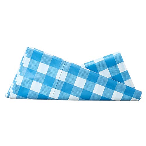 BRICHBROW 3Pcs Blue and White Plastic Checkered Flag Tablecloths - color: Blue/White
