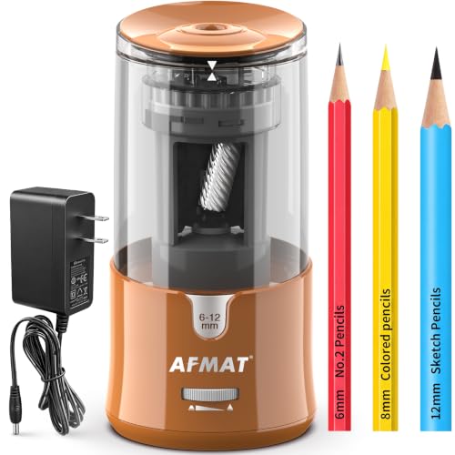 AFMAT Electric Pencil Sharpener, Plug-in Pencil Sharpener for 6-12mm Pencil - color: Brown