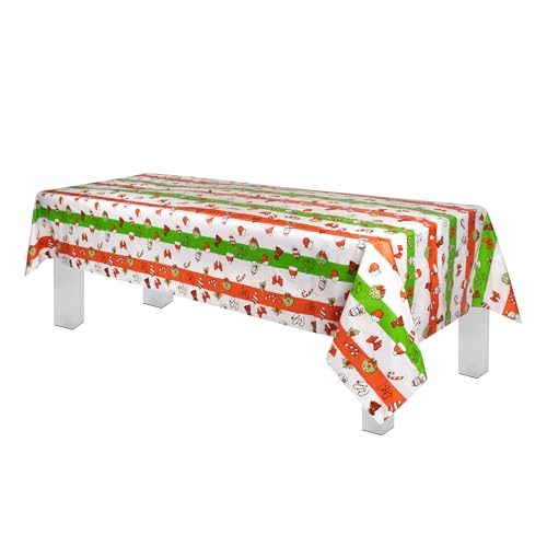Grandipity Holiday Christmas 1 Pack Premium Disposable Plastic Tablecloth 54 Inch. x 108 Inch. Rectangle Table Cover - color: Christmas, size: 54" x 108" (Rectangular)