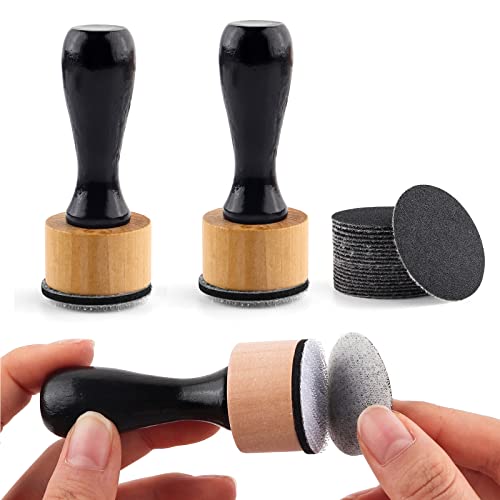 Briartw 2 PCS Mini Ink Blending Tool and 20 Pieces Sanding Disks,Round Replacement Medium-Grit Sandpaper Provides The Ideal Friction To Work On Cardstock, Chipboard, Wood,remove Bits of Color or Paper - color: 2 PCS Handle+20 PCS Sanding Disks