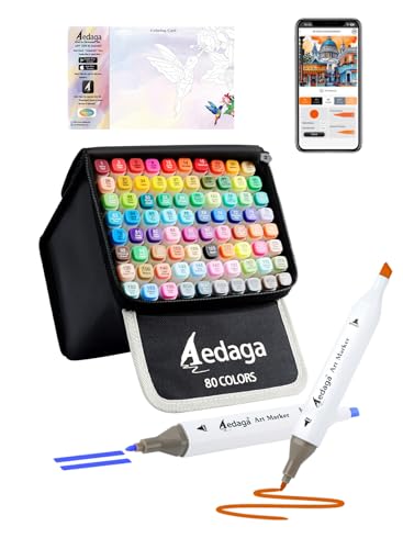 80 Colors Alcohol Markers with Free APP Dual Tip Art Coloring Markers Set | Kickstand Case | Chisel and Fine Tip | Alcohol-Based | Drawing Markers for Adults Artists | Illustration Sketching Painting - color: 80 Colors