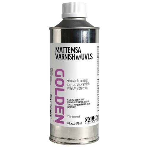 Matte MSA Varnish w/UVLS by GOLDEN, 16 fl. oz. Can, Professional Acrylic Varnish