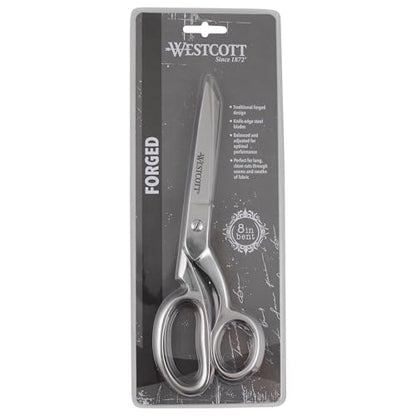 Westcott 8-Inch Forged Heavy Duty Bent Fabric Scissors, Precision-Ground Knife-Edge Blades for Seamless Cutting, Perfect for Sewing, Crafts, and Office - size: 8-Inch Bent