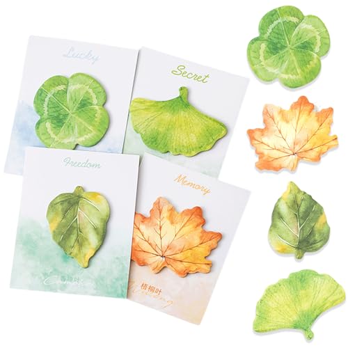 240PCS Leaf Shaped Sticky Notes, Aesthetic Watercolor Plant Page Markers | Cute Botanical Leaf Sticky Notes, Self-Adhesive Paper, Easy Peel & Stick, for Journals, Planners, Office, 4 Styles - color: 4 Styles