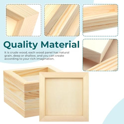 FSWCCK 15 Pack 6 x 6 inch Wood Panel Boards, Unfinished Wood Canvas Panels for Crafts, Painting Canvas, DIY Art Projects, Pouring, Arts Use with Oils, Acrylics - size: 6"X 6" 15 Pack