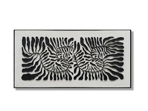 Art Hand-Painted Black and White Abstract wall Decoration. Modern Minimalist Style wall Decoration. Suitable for use in Living Room, Bedroom and Office. Can be Hung Directly. - color: Yi149