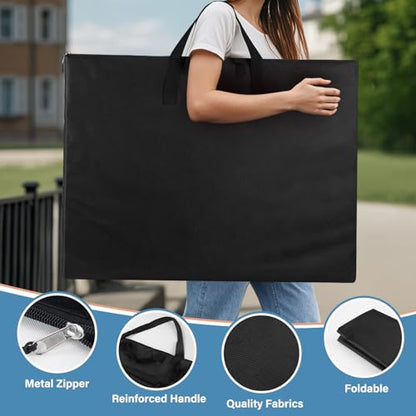 ZKOO 20 x 26 Inch Art Portfolio Bag, Big Art Portfolio Case Light Weight Waterproof Poster Board Storage Bag, Artistic Collection Tote for Artwork, Poster, Sketch Drawing, Canvas (20"*26"-Black) - size: 20*26in-Black