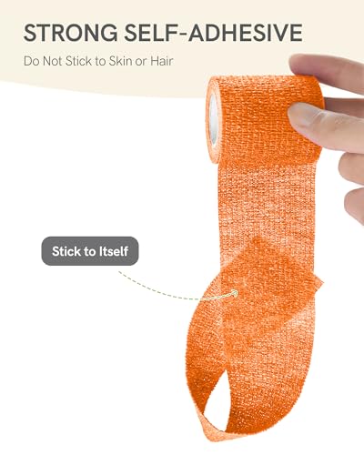 FriCARE Self Adhesive Bandage Wrap, Medical Tape in First Aid Kit | Elastic Cohesive Bandages for Sports/Vet/Wrist Ankle Wounds, 2 Inches X 5 Yards, Latex-free 6 Rolls, Xtra Fiesta - color: Xtra Fiesta