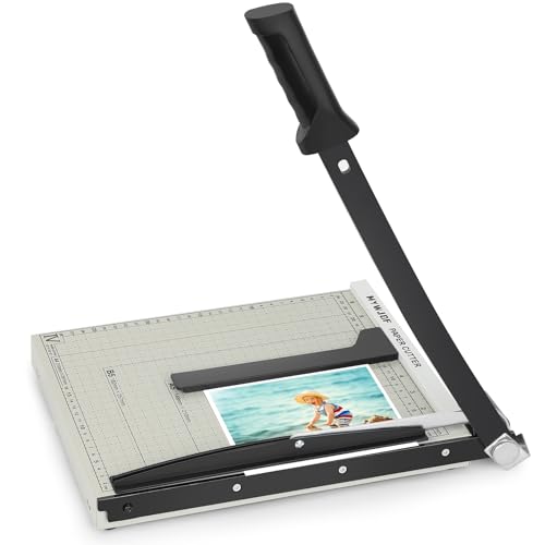 Paper Cutter 12 Inch, Heavy Duty Guillotine Paper Cutter Slider Trimmer, Paper Slicer with Magnetic Guide, Safety Lock, 8 Sheet Capacity for Cardstock, Crafts, Office & Home Use