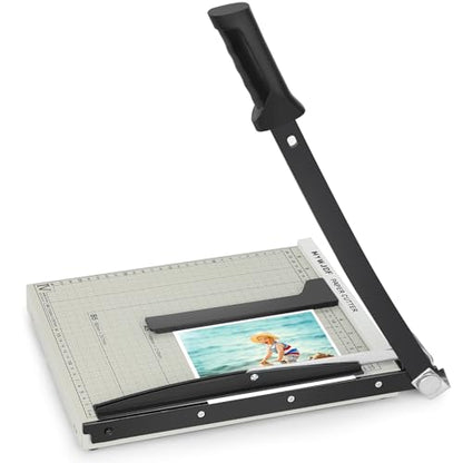 Paper Cutter 12 Inch, Heavy Duty Guillotine Paper Cutter Slider Trimmer, Paper Slicer with Magnetic Guide, Safety Lock, 8 Sheet Capacity for Cardstock, Crafts, Office & Home Use