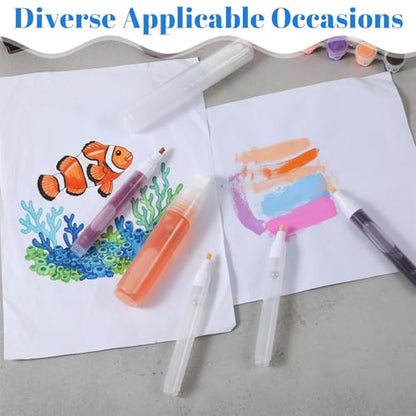 16 Pcs Refillable Acrylic Paint Markers, Refillable Paint Pen, 3mm, 6mm, 15mm Empty Acrylic Markers, with 6 Replaceable Pen Tips and 3 ml Dropper for Touch Up Graffiti Paper Drawing