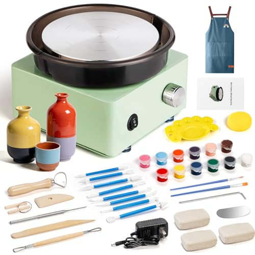 Pottery Wheel - Mini Pottery Wheel kit with 18PCS Pottery Tools | 6" Turntable Bidirectional Rotation Electric Ceramic Wheel, Birthday Christmas Gifts for Adults, Beginners, Teens