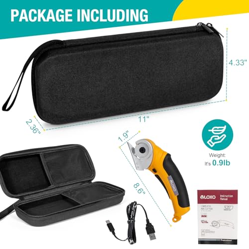 VLOXO Cordless Electric Scissors 4.2V Electric Cutter with Safety Lock | Electric Box Cutter for Cardboard Multi-Cutting Tools Lightweight Left-Right Grip for Carpet Felt Plastic with Storage Box