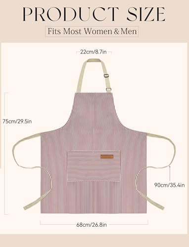 2 Pack Kitchen Cooking Aprons, Soft Aprons for Women Men with 2 Pockets Chef Apron with Adjustable Neck Strap and Long Tie - color: Blue/Pink