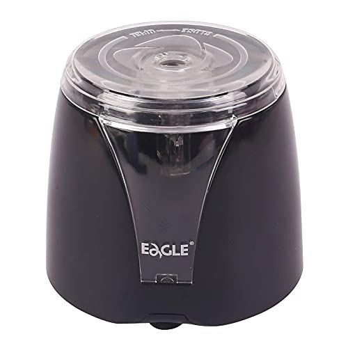 Eagle Electric Pencil Sharpener, Battery Powered, Large Shaving Holders, Carbon Steel Blades, Portable, Reusable and Replaceable Blade, Suitable for Kids, Home, School and Office use,Black - color: Black
