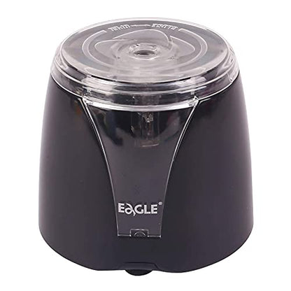 Eagle Electric Pencil Sharpener, Battery Powered, Large Shaving Holders, Carbon Steel Blades, Portable, Reusable and Replaceable Blade, Suitable for Kids, Home, School and Office use,Black - color: Black