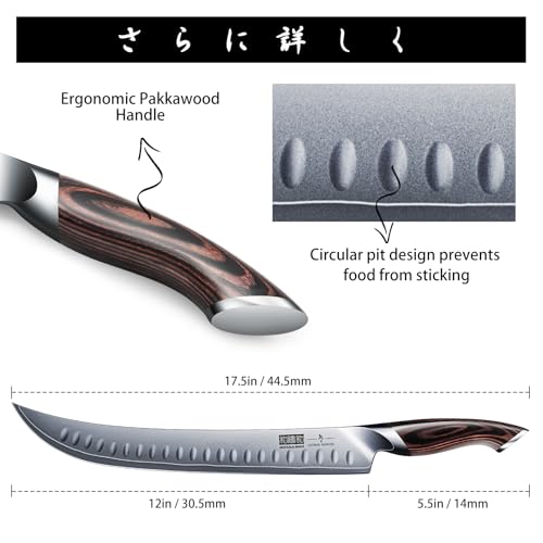 HOSHANHO Carving Slicing Knife, 12 Inch Razor Sharp Japanese Brisket Knife - size: 12"