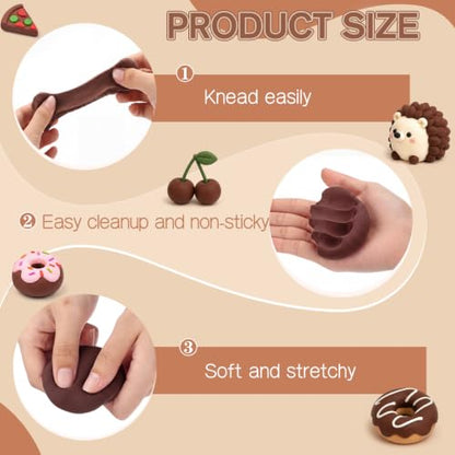 VioraWhite 48 Pcs Air Dry Clay Bulk 1.6lb Modeling Clay Kit,Light Brown | Soft & Stretchable, Magic Foam for Kids, DIY Molding, Arts & Crafts, Boys Girls Party Favors, Cosplay Sculpting Supplies - color: Light Brown
