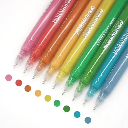 Gel Pens with 0.6mm Fine Point, 9 Colors Acrylic Drawing Gel Pen - color: Morandi-Salt