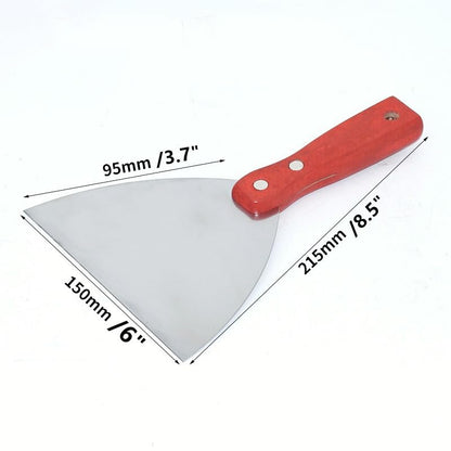 5Pcs 6" Putty Knife Scrapers Stainless steel spatula Tool set，with a comfortable wooden handle，for Scrapering,Drywall Repairs and Spreading，Taping Drywall Wall Painting (6" - 5Pcs) - color: 6" - 5pcs