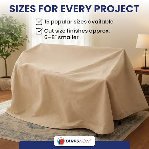 Tarps Now 5x15 ft Premium Heavy Duty Canvas Drop Cloth for Painting - Reusable Painter Tarp, 100% Cotton Fabric Floor Cover & Furniture Protection, Washable Paint Drop Cloth - size: 5' x 15'