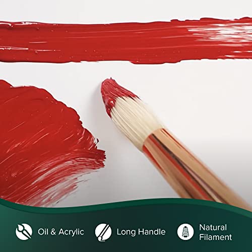 Silver Brush Limited Grand Prix Small Rounds Oil Paintbrush Set, 4pc | Sizes 0, 1, 2, 4, Long Handle, Stiff Flagged Hog Bristle, Superb Paint Absorbency, Well-Balanced, Lightly Textured Strokes - color: Small Long Handle Rounds