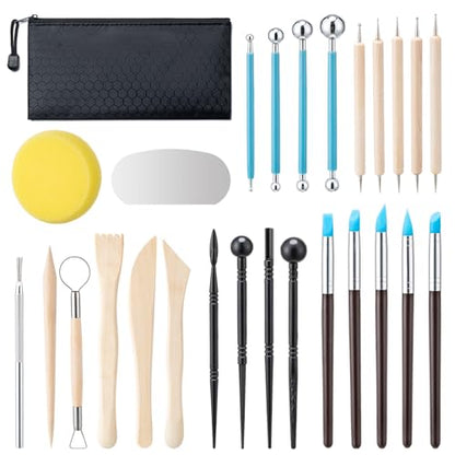 Amrules 27 Pcs Polymer Clay Sculpting Tools Kit for Adults, Light Yellow - color: Lightyellow-27Pcs
