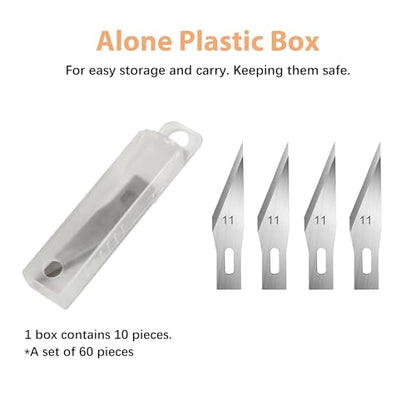 #11 Hobby Knife Blades(Pack of 60),Art Blades Cutting Tool with Storage Case for Craft, Hobby, Scrapbooking, Stencil - size: #11-60pcs